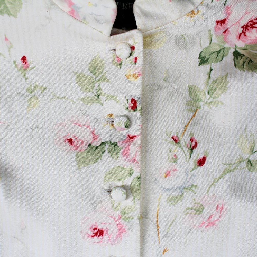 Ralph Lauren Floral Jacket Cabbage Rose Striped High Neck Multi-button - Picture 3 of 12